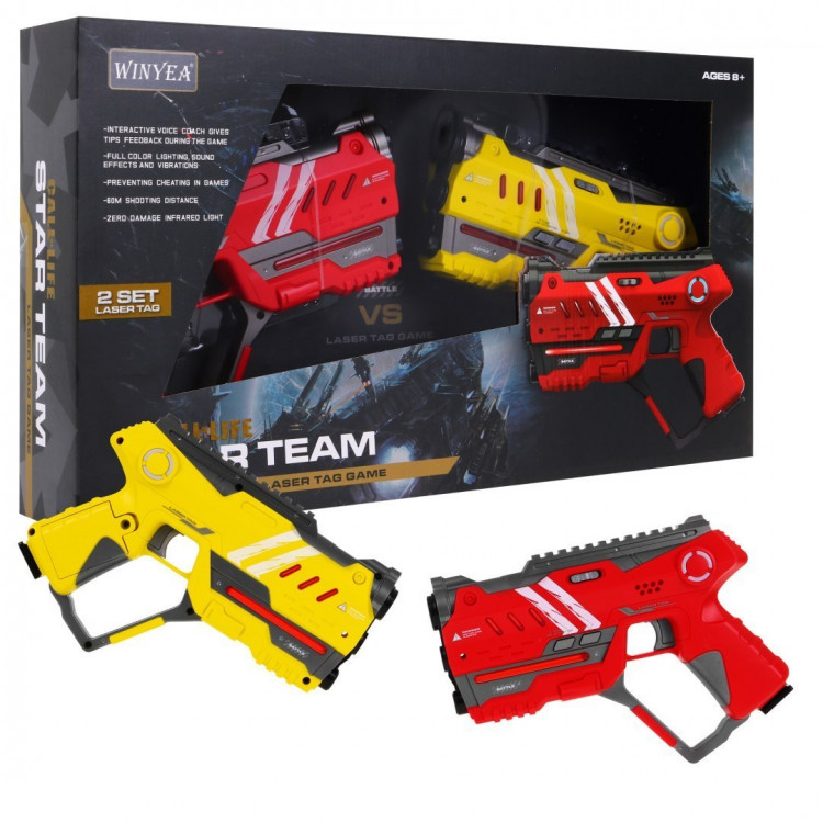 Laserové zbrane Laser Tag - žltá a červená